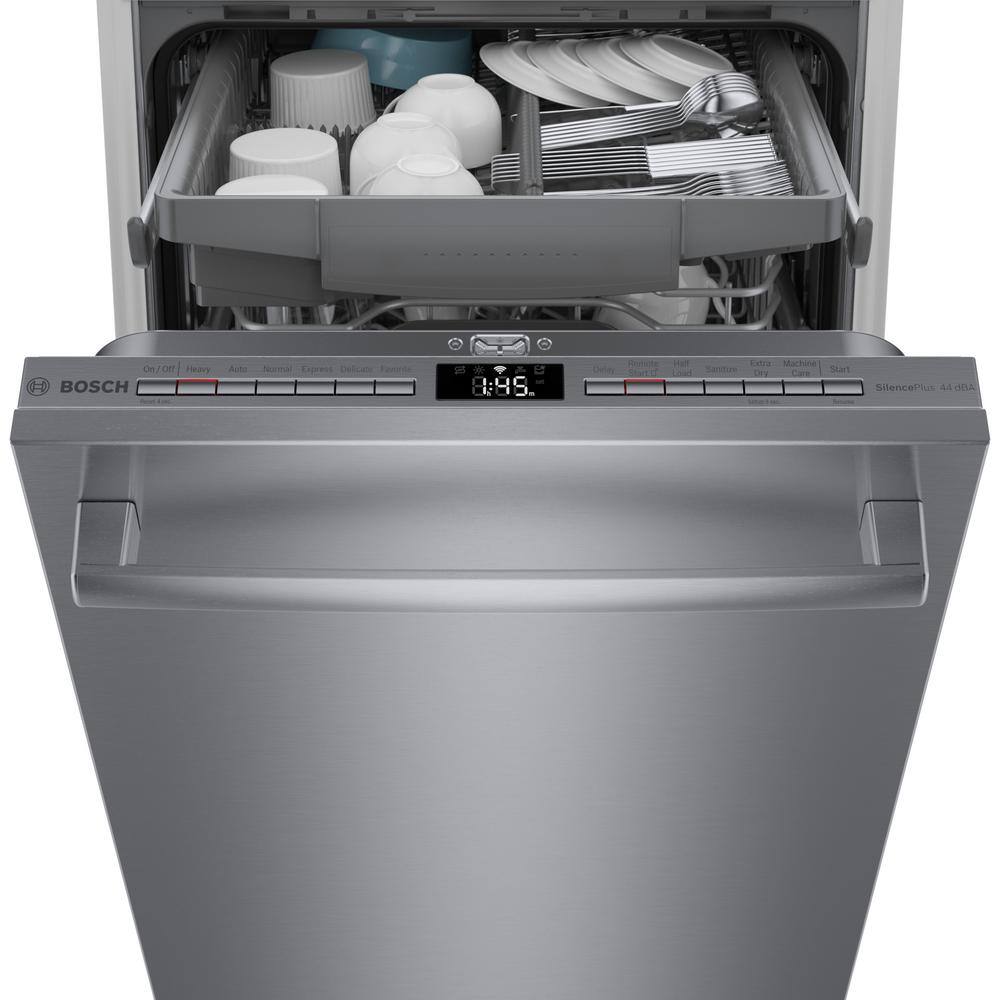 Bosch 800 Series 18 in. ADA Compact Top Control Dishwasher in Stainless Steel with Stainless Steel Tub and 3rd Rack 44dBA SPX68B55UC