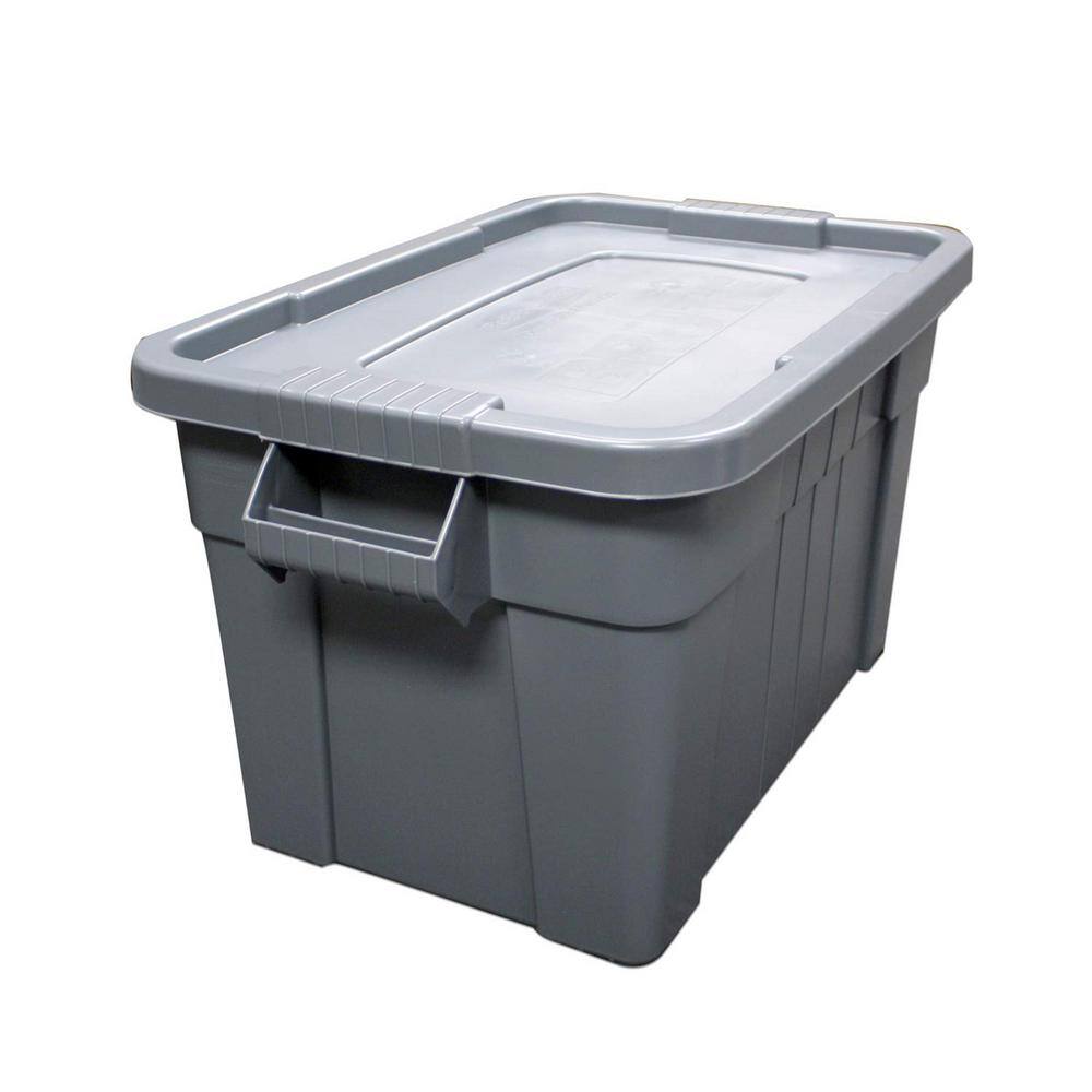 20 Gal. Plastic Durable Storage Bin with Lid in Gray (1-Pack) bin-454