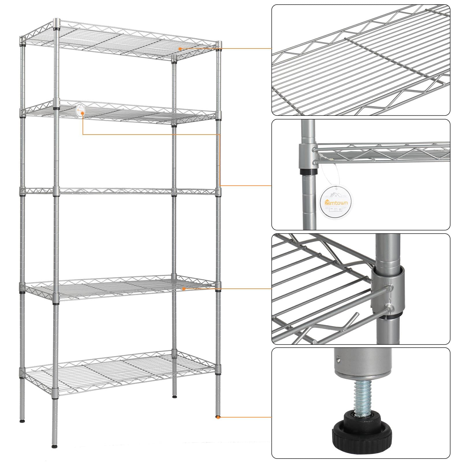 Ktaxon 5-Tier Wire Shelving Unit, Steel Storage Rack for Office Kitchen 30