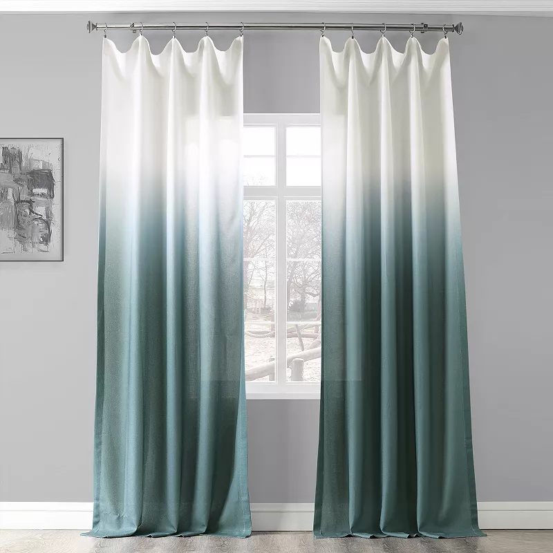 EFF Ombre Faux Linen Semi Sheer Curtain