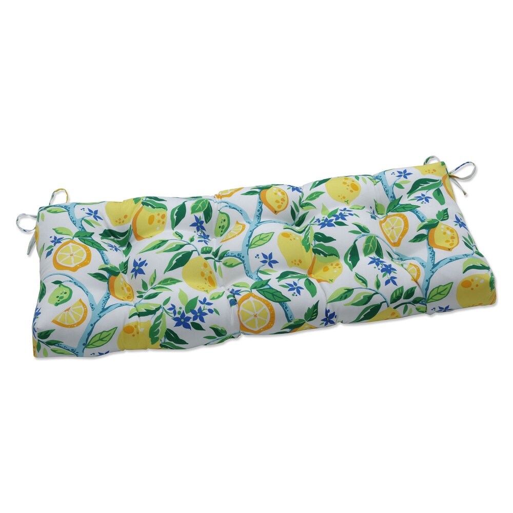 Pillow Perfect Outdoor  Indoor Lemon Tree Yellow Outdoor Tufted Bench Swing Cushion 44 X 18 X 5