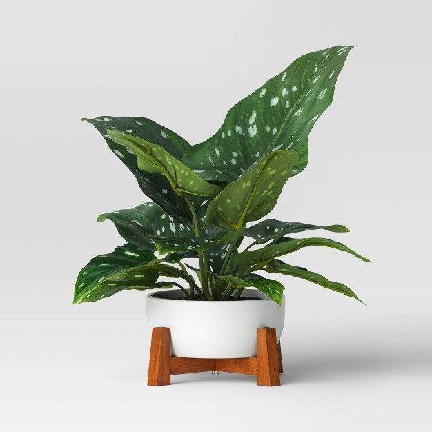 Artificial Calla Lily Leaf In Wood Planter