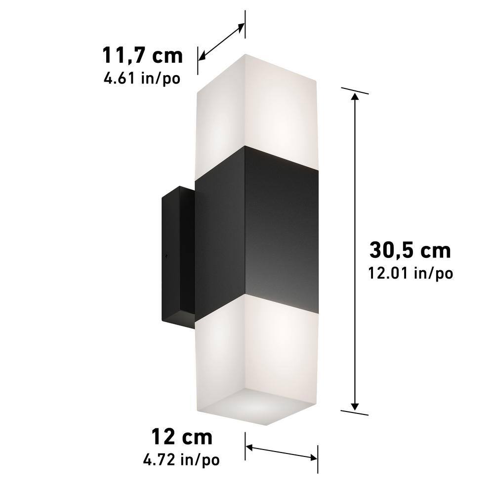 Artika Lenox Black Modern 3 CCT Integrated LED Outdoor Hardwired Garage and Porch Light Lantern Sconce OUT-LEC-BL