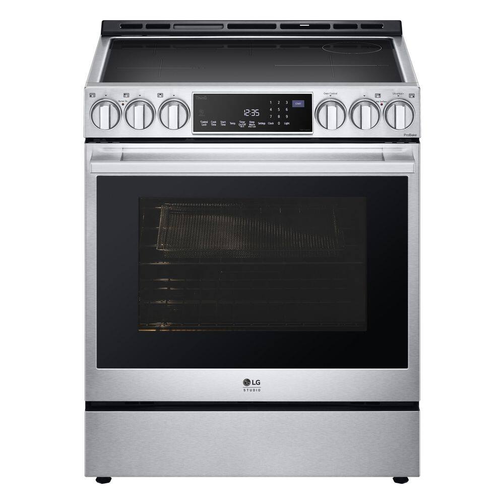 LG STUDIO 30 in. 6.3 cu. ft. Slide-in Induction Electric Range with ProBake Convection Air Fry and Air Sous Vide in Stainless LSIS6338F