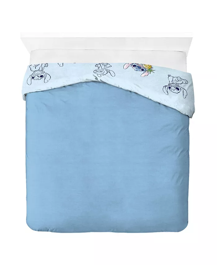 Saturday Park Disney Lilo and Stitch Watercolor Vibes 100% Organic Cotton Twin Duvet Cover and Sham Set