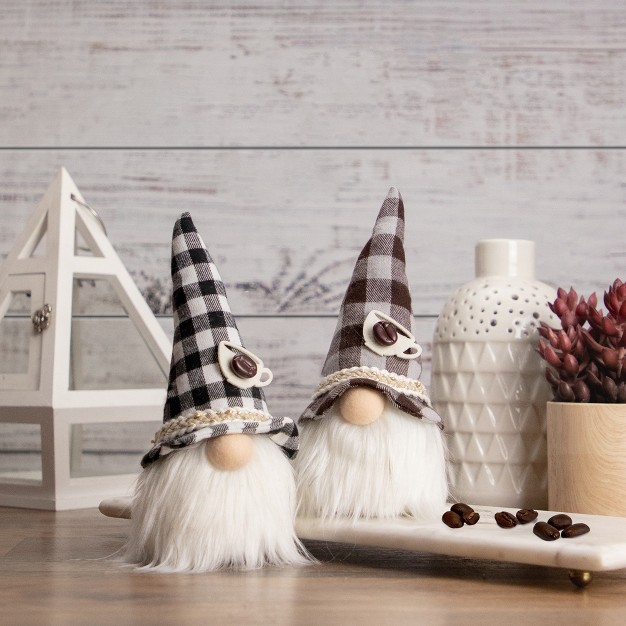 Brown And Gray Gingham Pattern Coffee Gnome