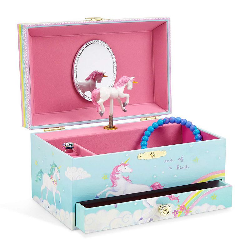 Musical Jewellery Storage Box with Pull-out Drawer， Unicorn Design， The Unicorn Tune