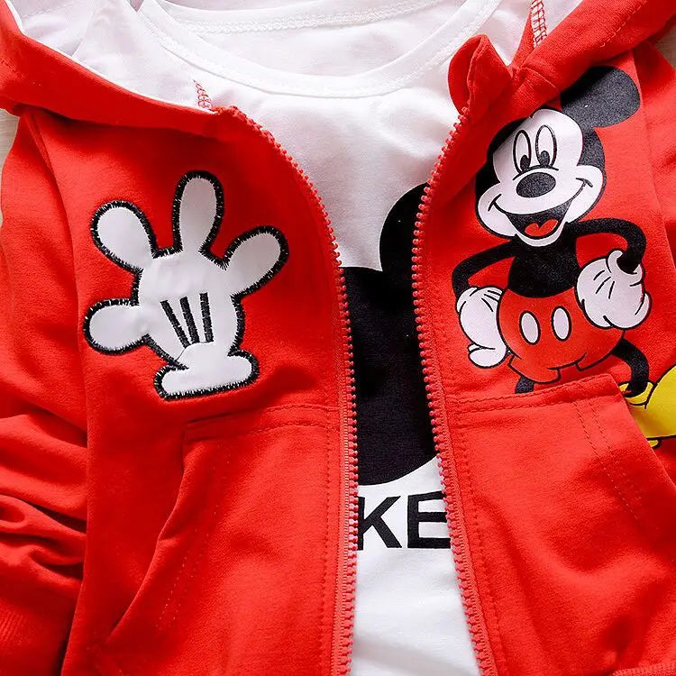 Baby Girls Boys Mickey Minnie Clothing Sets Spring Autumn Kids Outfits Hoodie+T-shirt+Pants Tracksuit Children Sport Suit