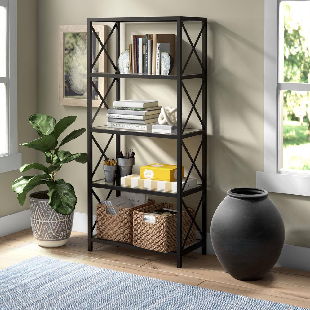 MeyerCross Celine 66 in. Blackened Bronze Metal 4-Shelf Bookcase BK0448