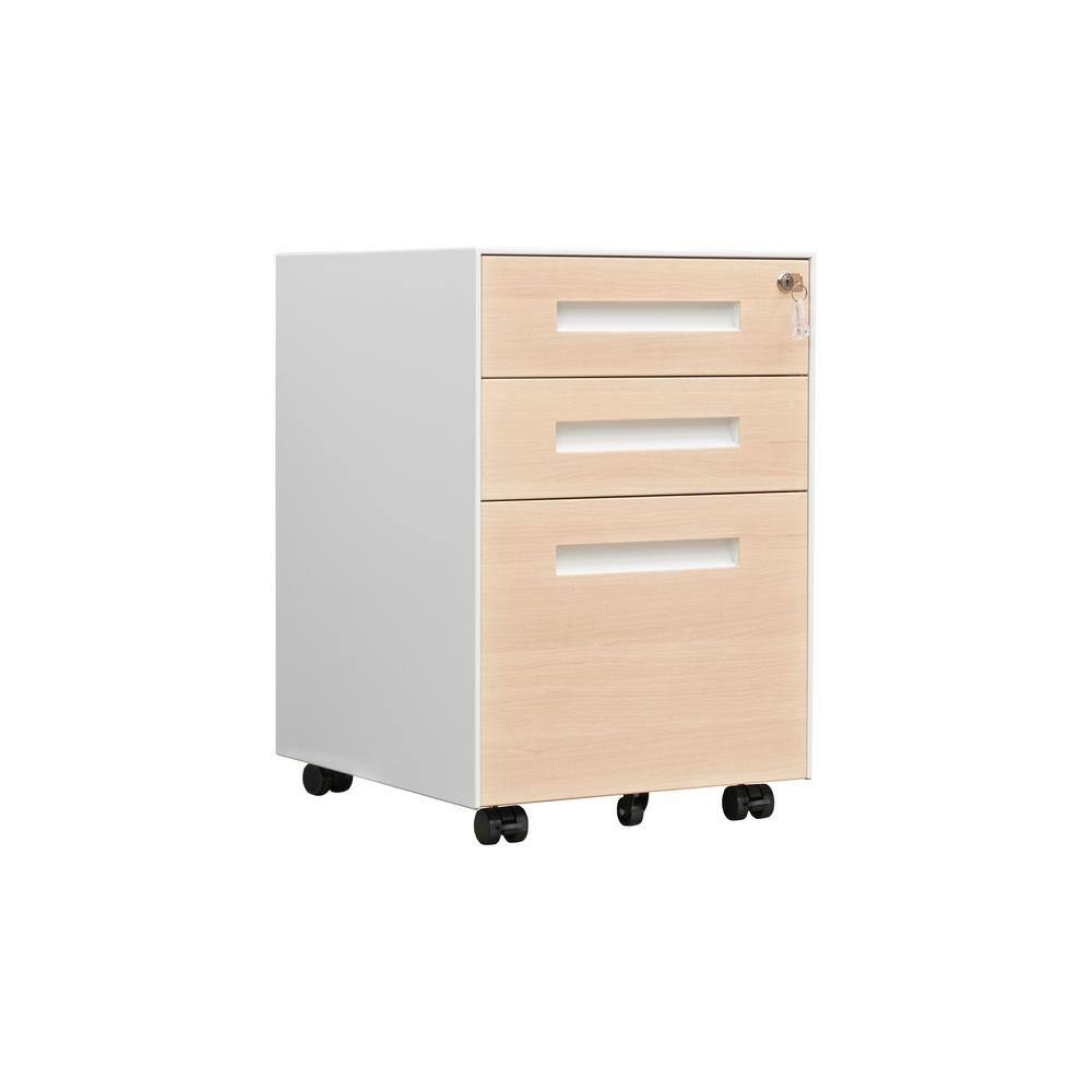 Cherry 3-Drawer 23.62 in. H x 16.02 in. W x 17.72 in. D Metal Mobile Vertical Letter File Cabinet LL-W25282752