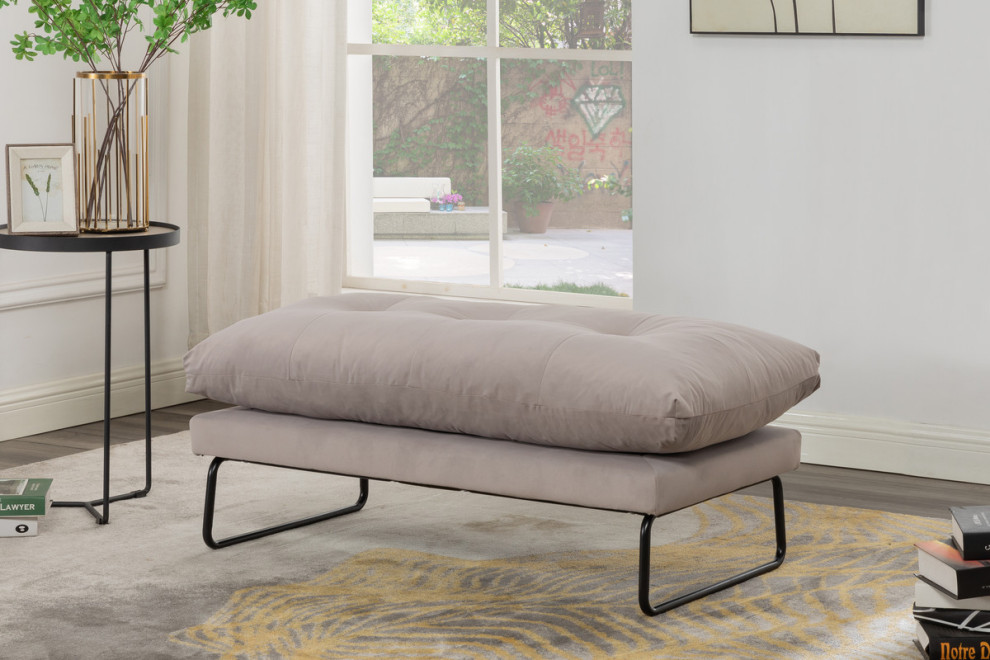 Karla Velvet Contemporary Ottoman   Transitional   Footstools And Ottomans   by Lilola Home  Houzz