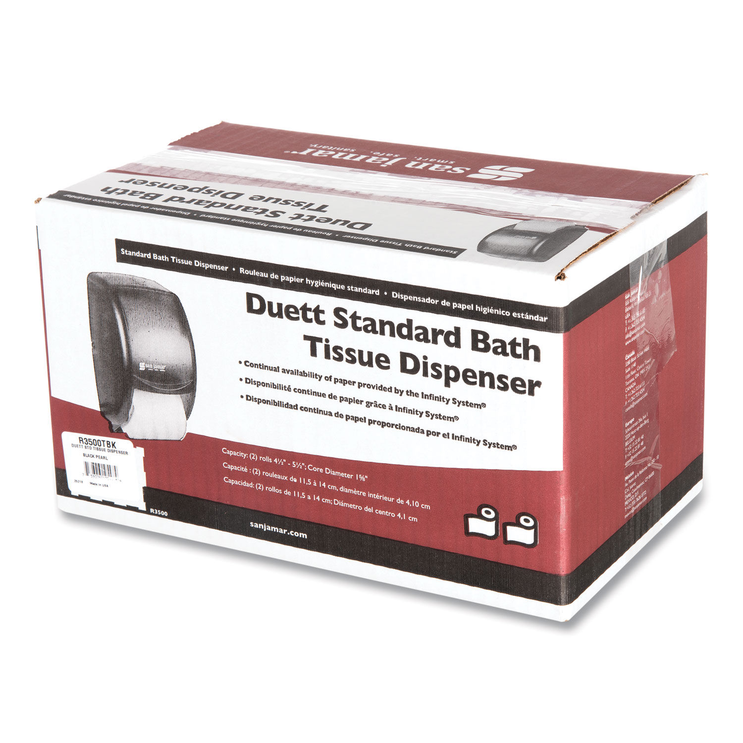 Duett Standard Bath Tissue Dispenser by San Jamarandreg; SJMR3500TBK