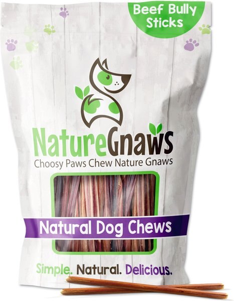 Nature Gnaws 5-6-inch Super Skinny Beef Flavor Bully Sticks Dog Treats， 15 count