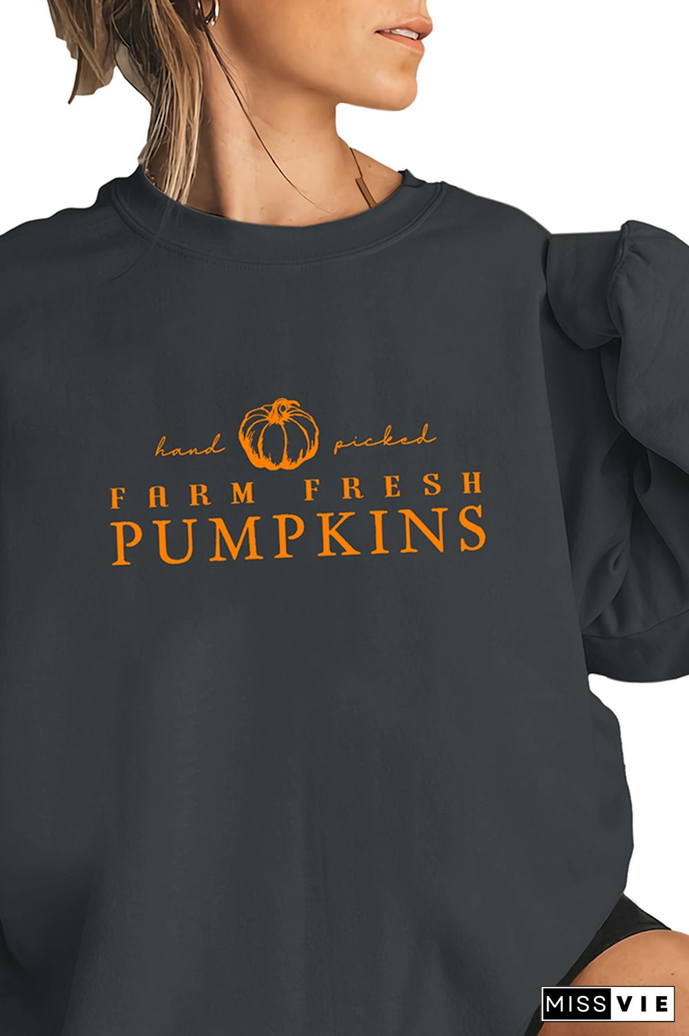 Hand Picked Farm Fresh Pumpkins Burnt Orange Crewneck Sweatshirt Wholesale