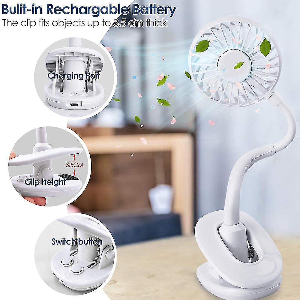 Clip Fan Rechargeable Battery Operated Clip On Mini Desk Fan For Baby