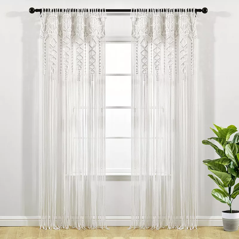 Lush Decor Boho Macrame Textured Cotton Window Curtain