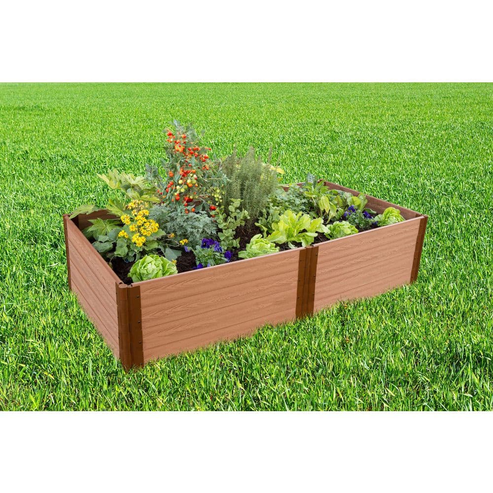 Frame It All 4 ft. x 8 ft. x 22 in. - 1 in. Profile Classic Sienna Composite Raised Garden Bed 300001067