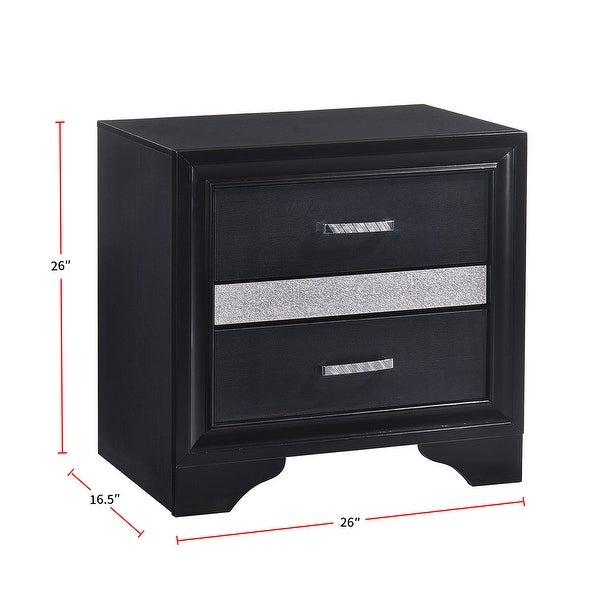 3 Drawers Wooden Nightstand With Hide Drawer Design in Black - - 34976215