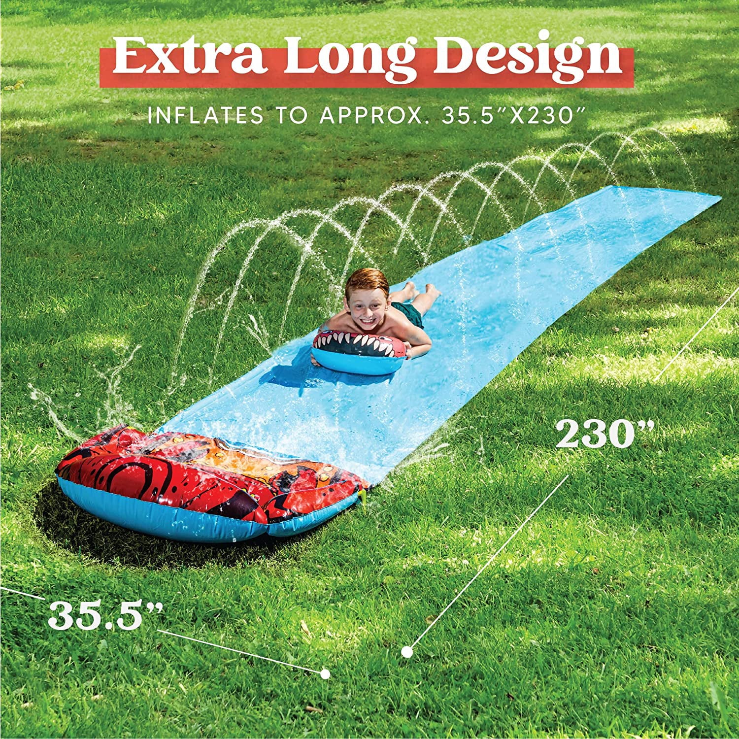 Terra 20ft x 35.5in Slip and Slide Water Slide with Bodyboard, Crab Summer Toy with Build in Sprinkler for Kids & Family Outdoor Water Toys Play