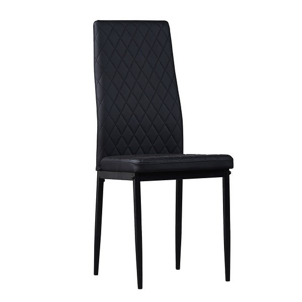 Dining Chair Leather Diamond Grid Pattern Home Conference Chair Set Of 4 - 20.47*15.75 *37.8INCH