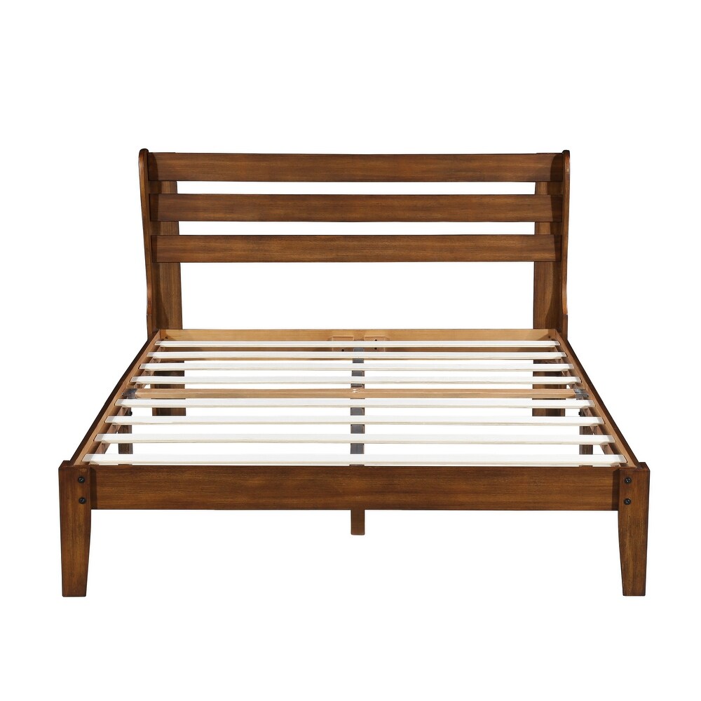 Sleeplanner Wood Bed Frame with Headboard  No Box Spring Needed  Full Size