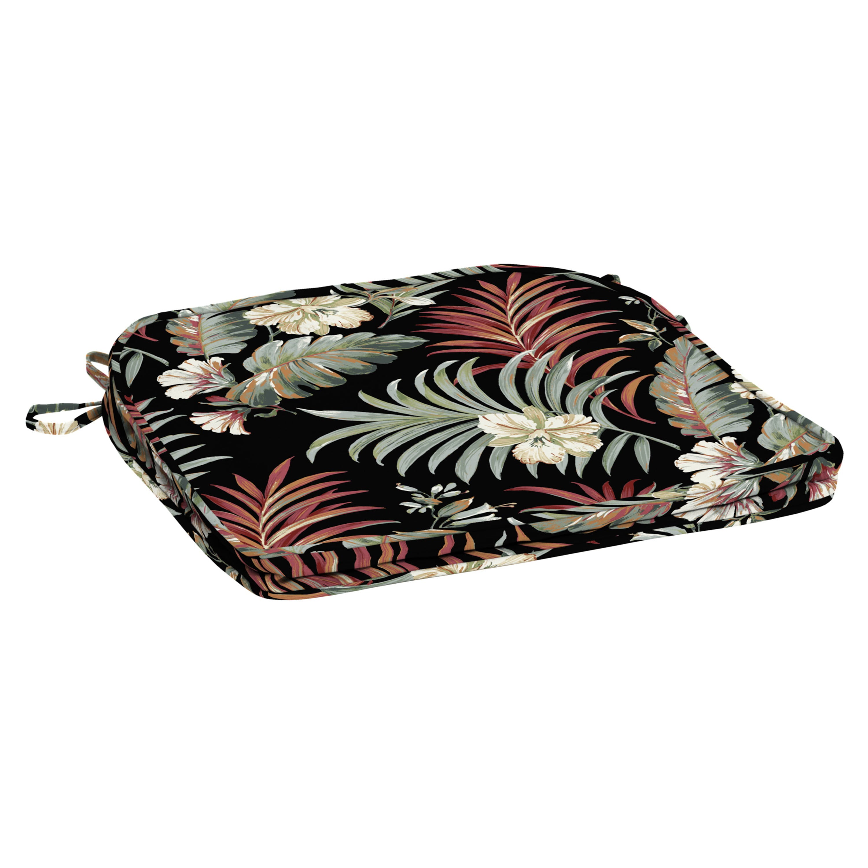 Arden Selections ProFoam Essentials Outdoor Seat Cushion 19 x 20， Simone Black Tropical