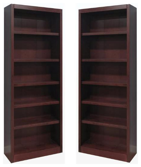 Home Square 2 Piece Solid Wood Bookcase Set with 6 Shelf in Cherry   Transitional   Bookcases   by Homesquare  Houzz