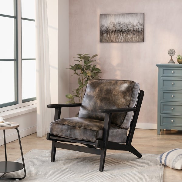 PU Leather Armchair with Removable Cushion