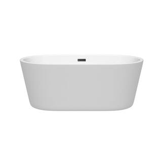 Wyndham Collection Carissa 60 in. Acrylic Flatbottom Bathtub in White with Matte Black Trim WCOBT101260MBTRIM