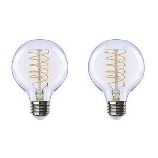 EcoSmart 60-Watt Equivalent G25 Dimmable Fine Bendy Filament LED Vintage Edison Light Bulb Warm White (2-Pack) G25C6E26822S