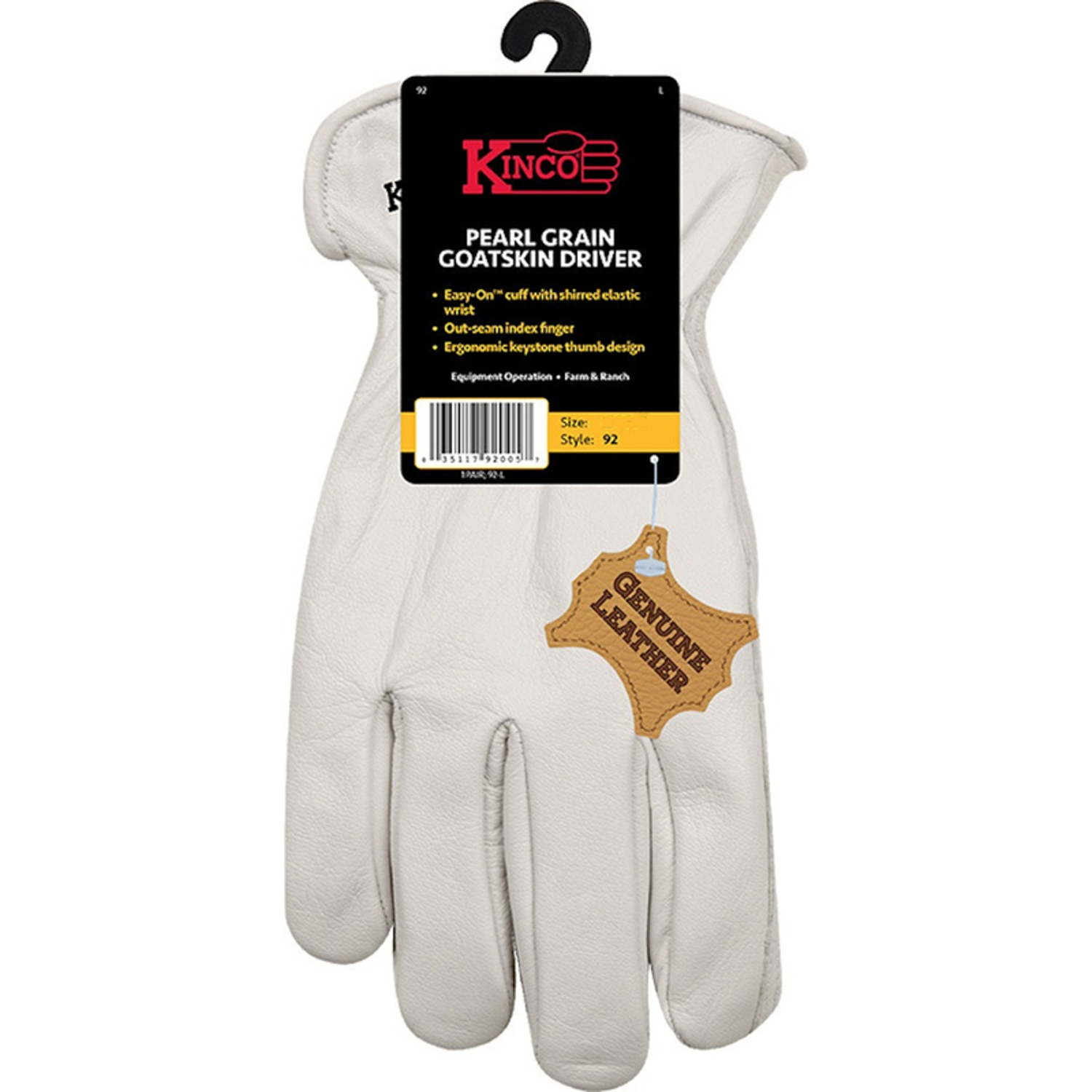 Kinco Men\u0027s Indoor/Outdoor Pearl Driver Gloves White M 1 pair