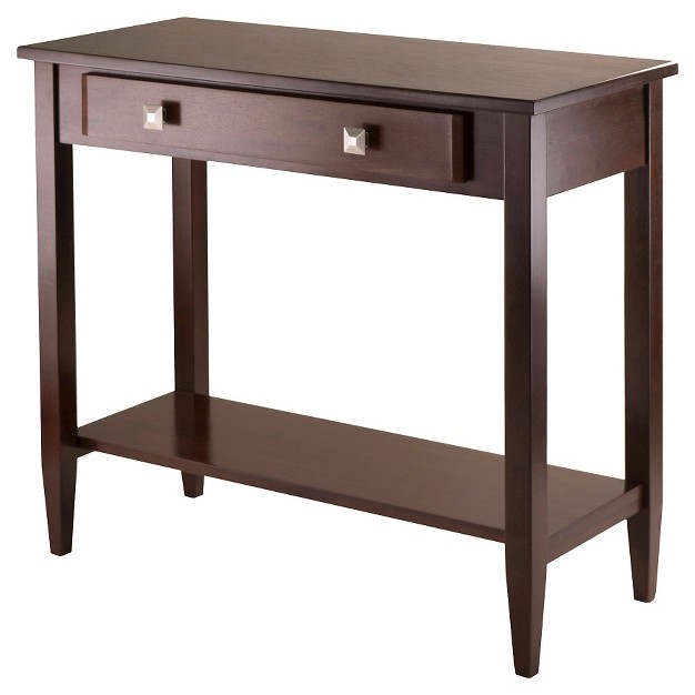 Richmond Console Table With Tapered Leg Walnut Finish Winsome