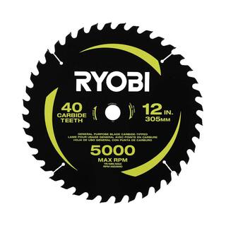 RYOBI 12 in. 40 Carbide Teeth Thin Kerf Miter Saw Blade A181201