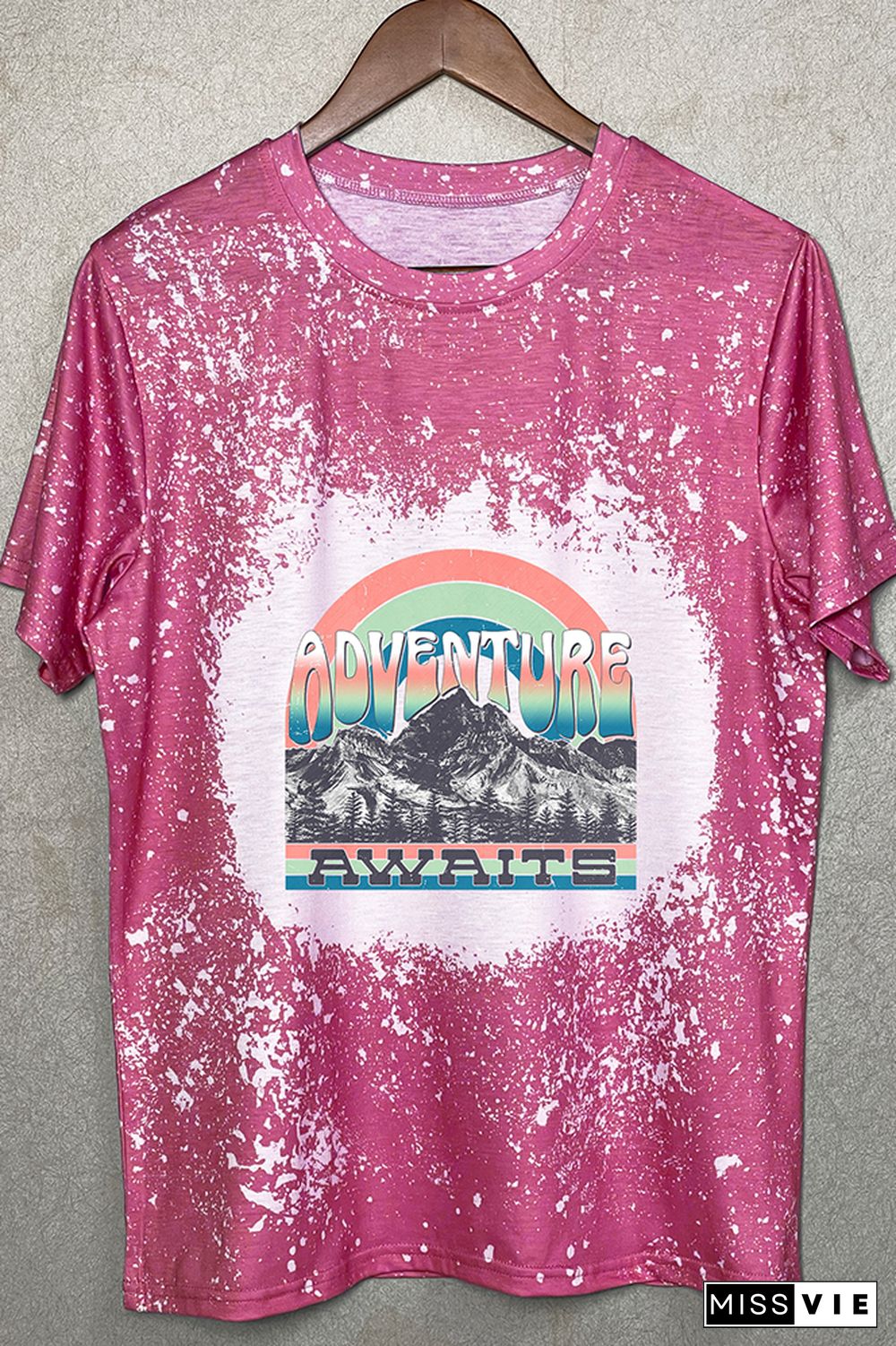 Adventure Awaits Mountains Blue Graphic Tee Wholesale