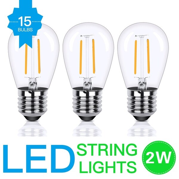 LED Outdoor String Lights，Waterproof Commercial Patio Garden Decor Warm White (Bulbs Only)