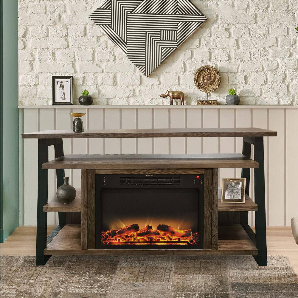 Cambridge Sawyer 53.1 in. Industrial Freestanding Electric Fireplace in Walnut CAM5332-1WALLG2