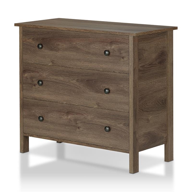 Furniture of America Reyes Rustic Wood 3-Drawer Dresser in Distressed Walnut