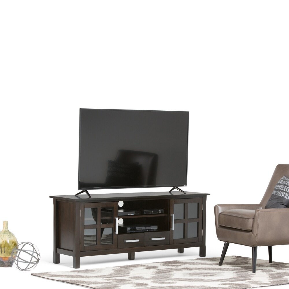 WYNDENHALL Waterloo SOLID WOOD 60 inch Wide Contemporary TV Media Stand For TVs up to 65 inches   60\