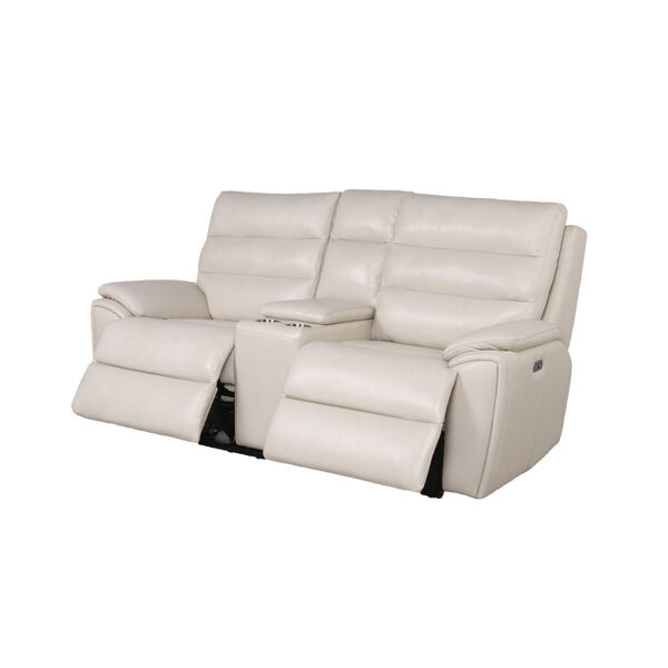 Duval Ivory Upholstery Power Console Loveseat