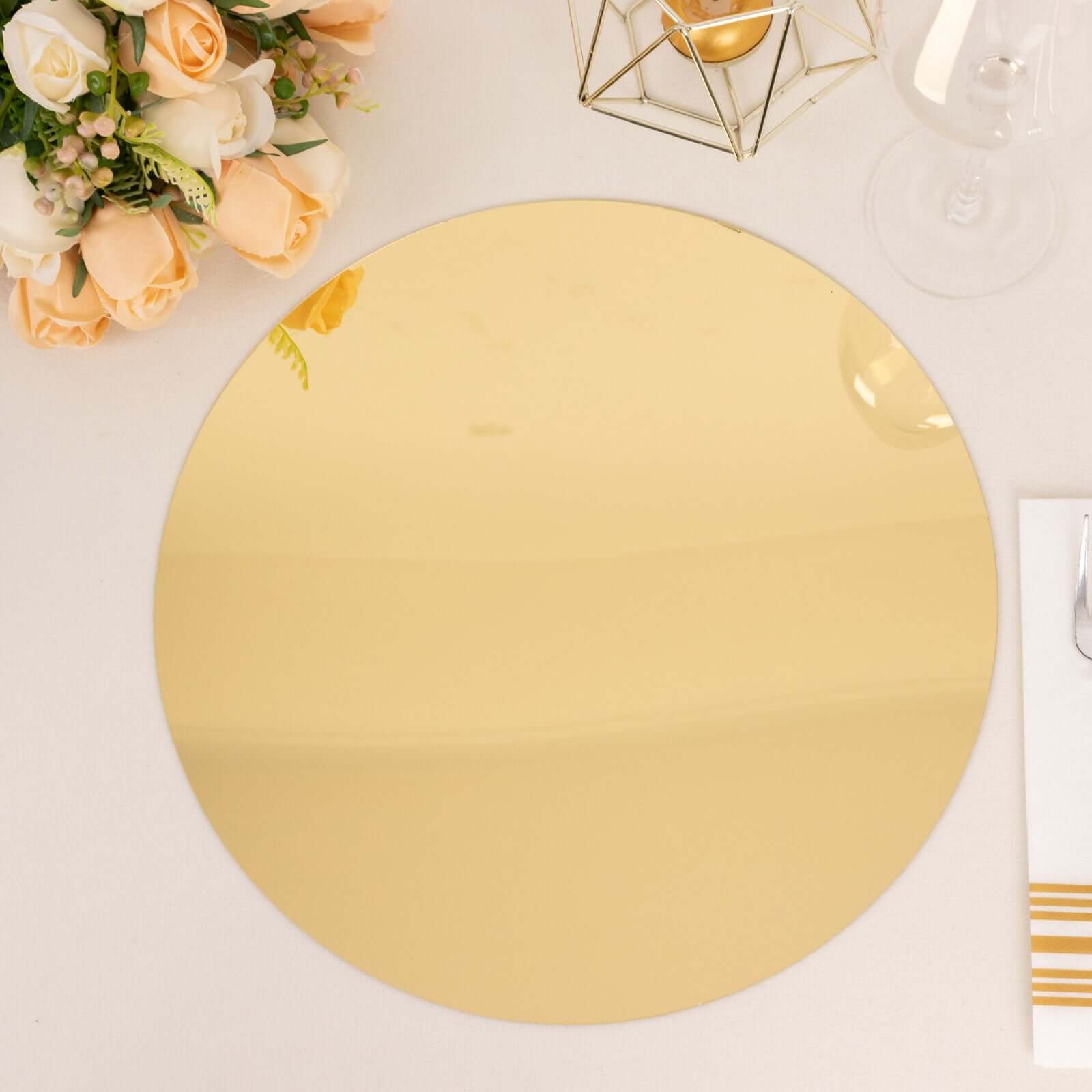 10 Pack Gold Mirror Acrylic Charger Plates For Table Setting, Lightweight Round Decorative Dining Plate Chargers 13