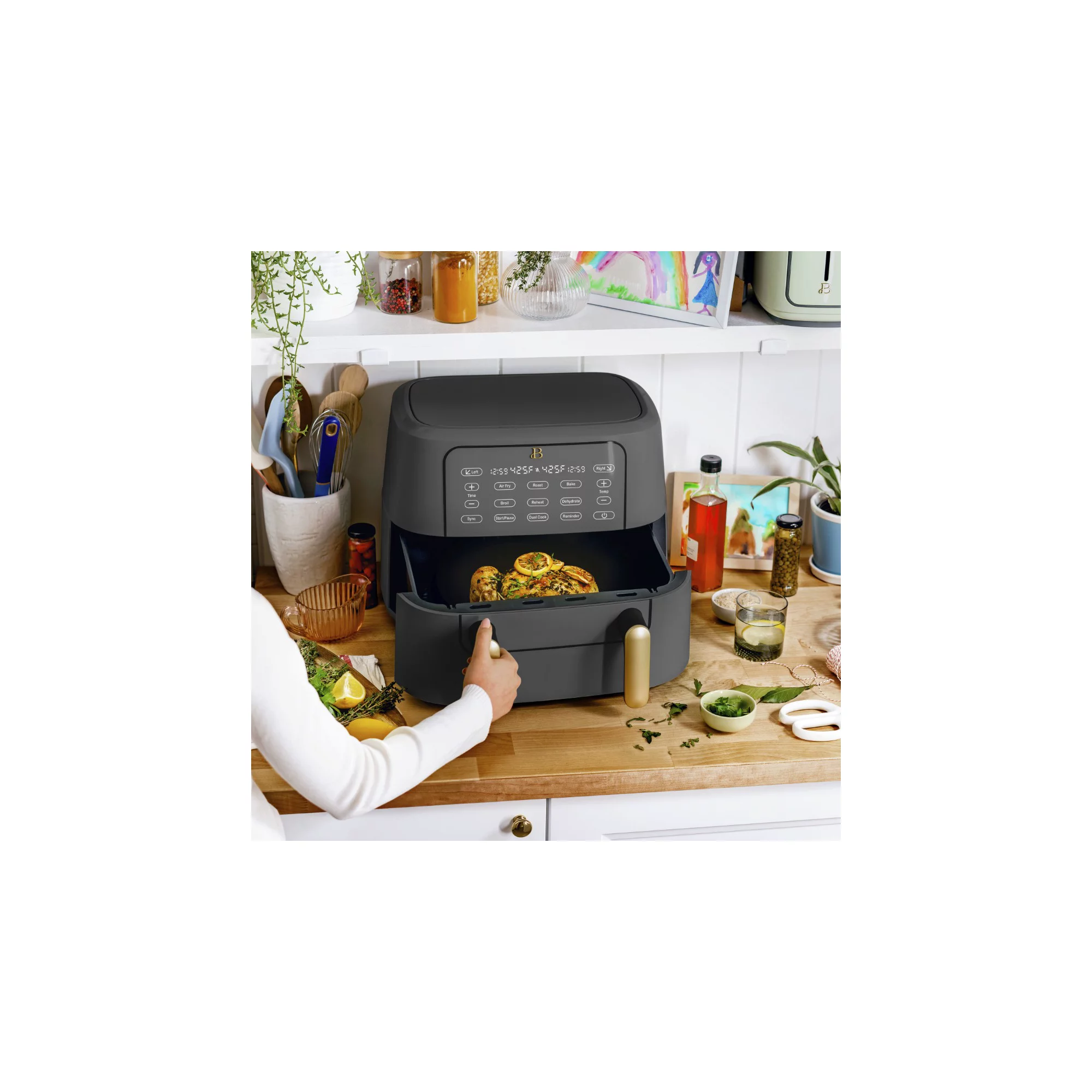 Beautiful 9QT TriZone Air Fryer， Oyster Grey by Drew Barrymore