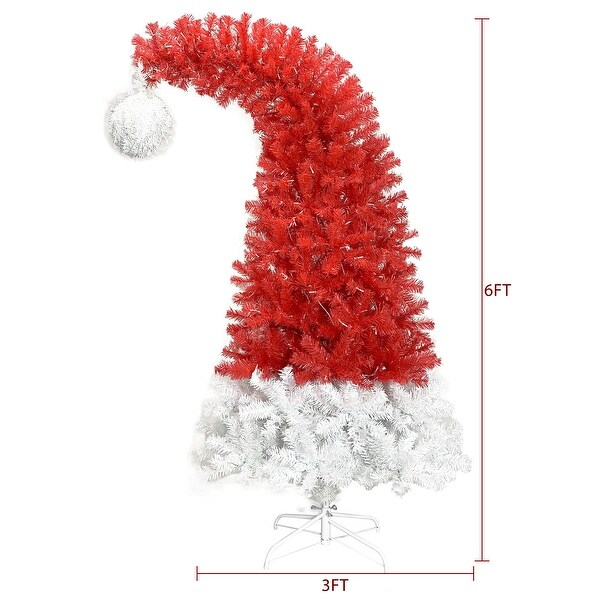 Artificial Fir Bent Top Christmas Tree，Bendable Santa Hat Style Christmas Tree Holiday Decoration