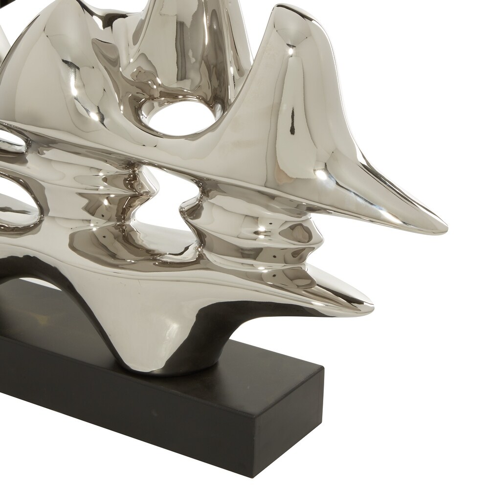 Silver Porcelain Contemporary Sculpture Abstract 14 x 25 x 5   25 x 5 x 14