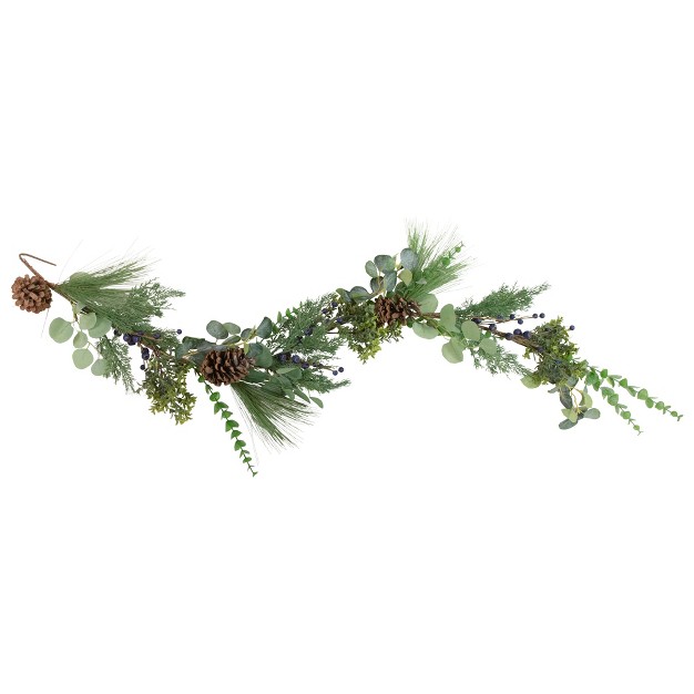 Northlight Blueberry Eucalyptus Pine Artificial Christmas Garland 5 x27 Unlit