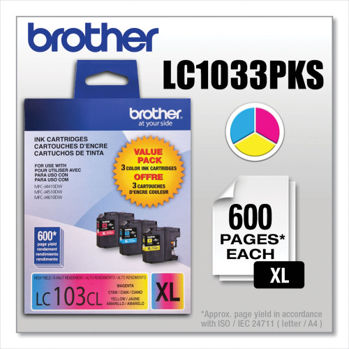 Brother LC1033PKS Innobella High-Yield Ink， 600 Page-Yield， Cyan/Magenta/Yellow