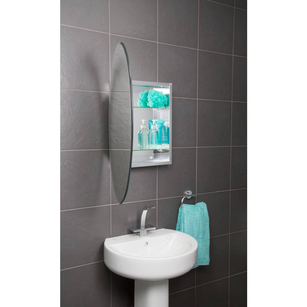 Croydex 21 in. W x 31 in. H Frameless Aluminum Surface-Mount Bathroom Medicine Cabinet with Easy Hang System WC101569YW