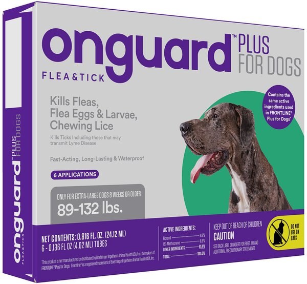 Onguard Plus Flea and Tick Spot Treatment for Dogs， 89-132 lbs