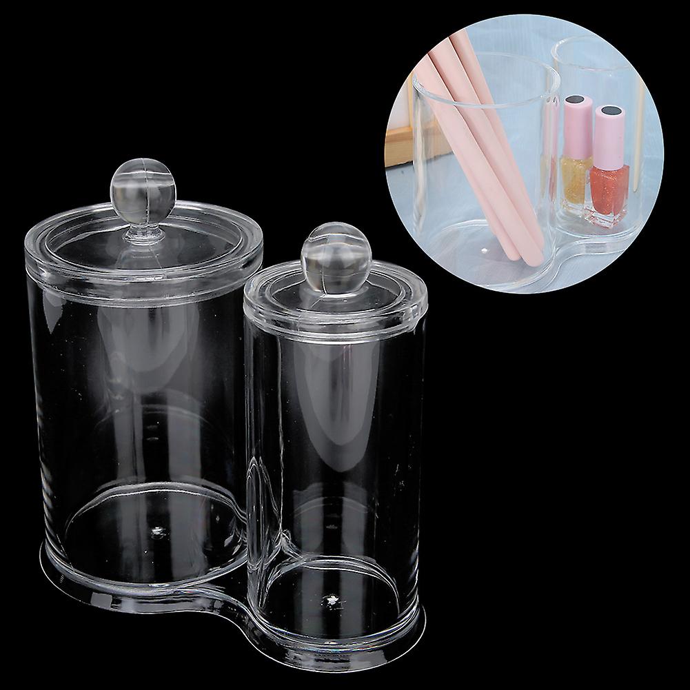 Transparent Cotton Swab Box Double Cylinder Makeup Tool Holder Storage Organizer With Lid