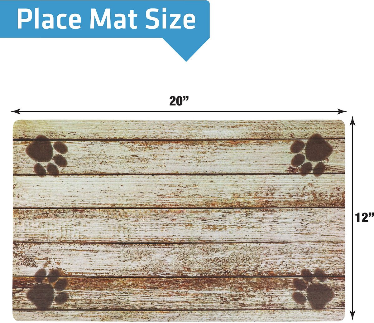 Drymate Distressed Wood Pet Bowl Dog and Cat Place Mat