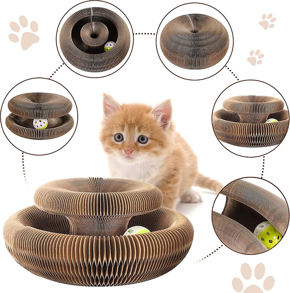 Magic Organ Cat Scratching Board-with A Toy Bell， Interactive Scratcher Cat Toy， Cat Grinding Claw Scratching Board， Foldable